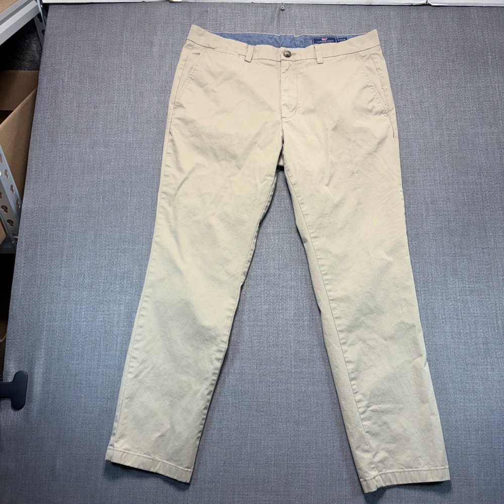 Vineyard Vines Mens Breaker Pants Khaki Tan Slim Fit Chino 34x30